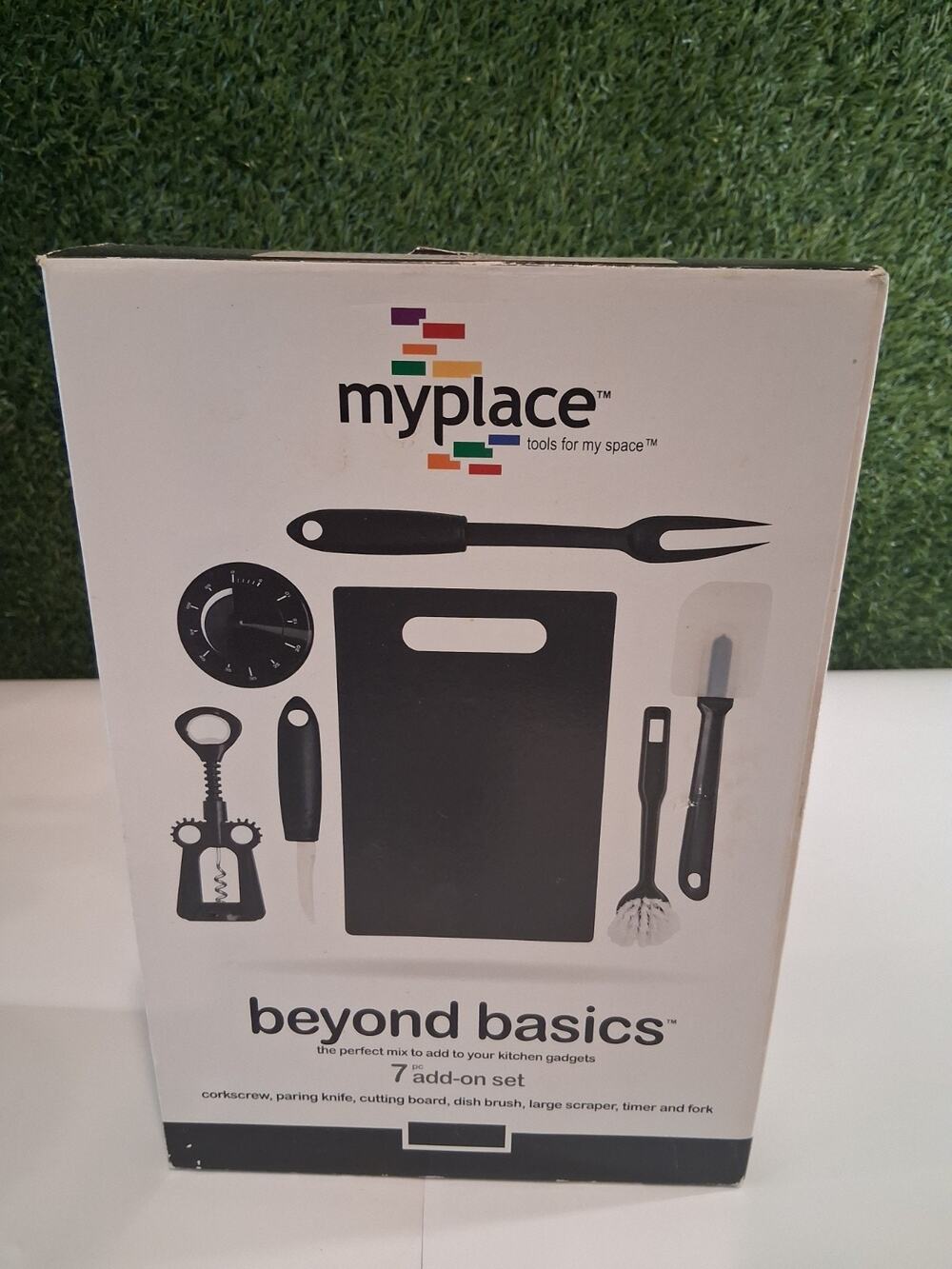 Myplace Beyond Basics 7 Pc Kitchen Gadgets Add-On Set Cutting Board Utensils Lot
